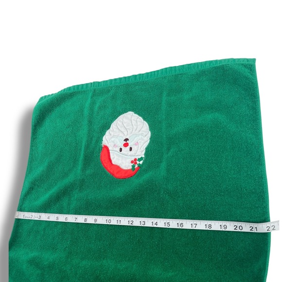 Christmas Santa Face Emerald Green Hand Towel Set Embroidered Holiday Decor - Picture 6 of 11